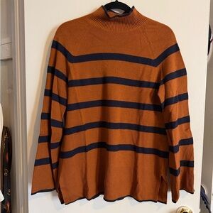 Vineyard Vines Turtleneck Sweater in Brown and Navy Stripes